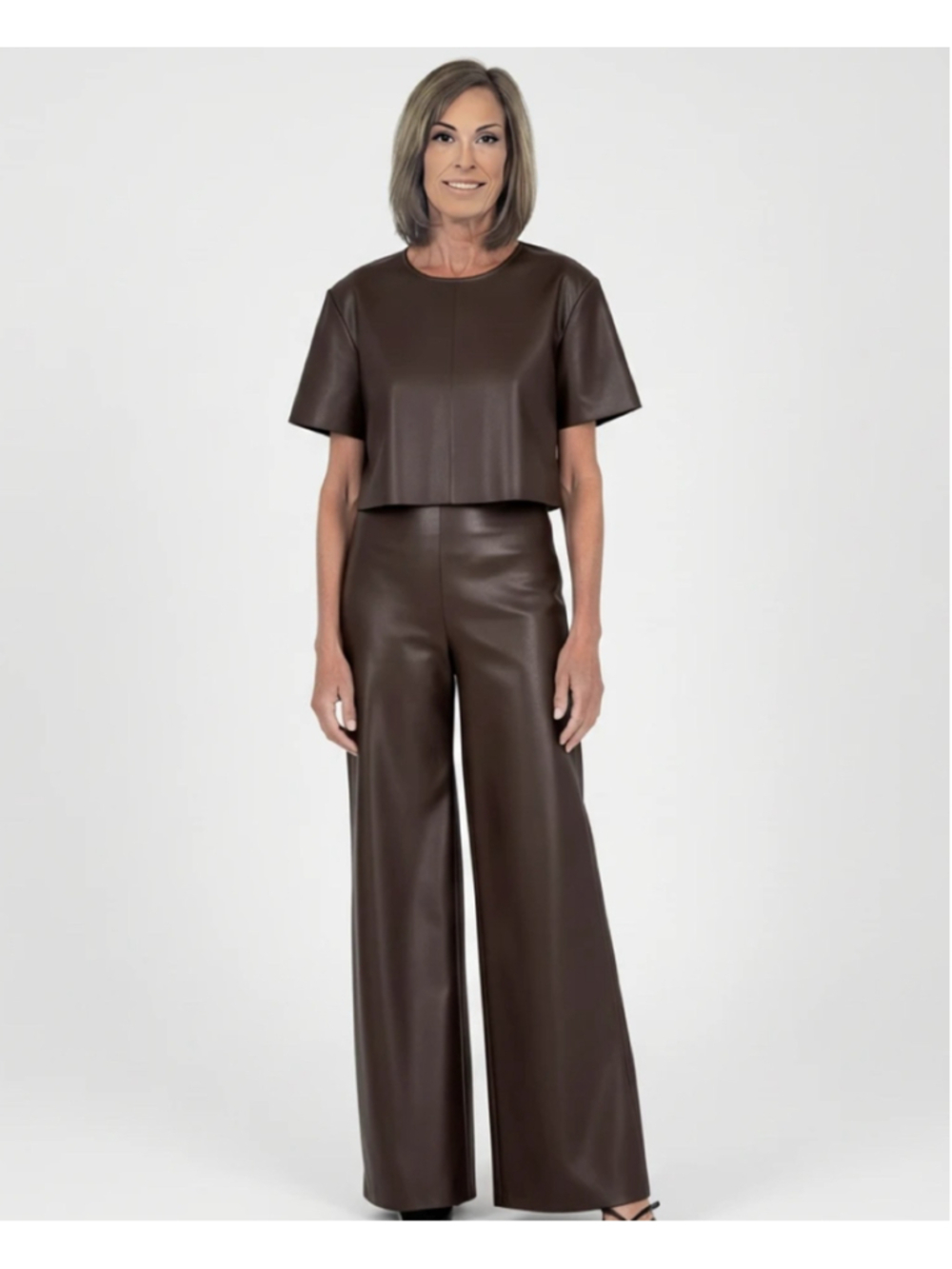 Lavender Brown Vegan Leather 2 Piece Set, Espresso, M, NWT